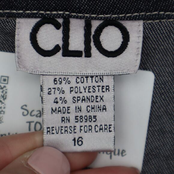 Clio Jacket Womens 16 Black Long Sleeve Button Up Collared Short Denim - Picture 2 of 16